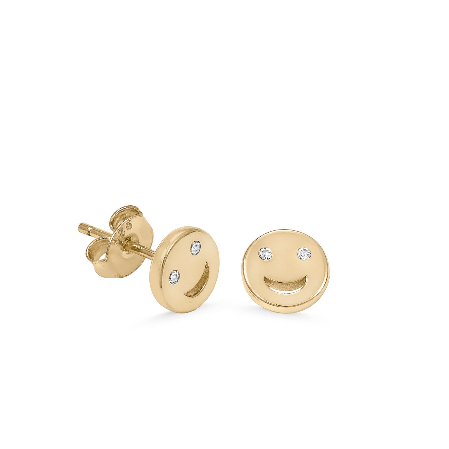 Pendientes pequeños de plata lisa diseño smile
