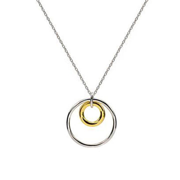 Collares con colgantes diseño doble aro bicolor