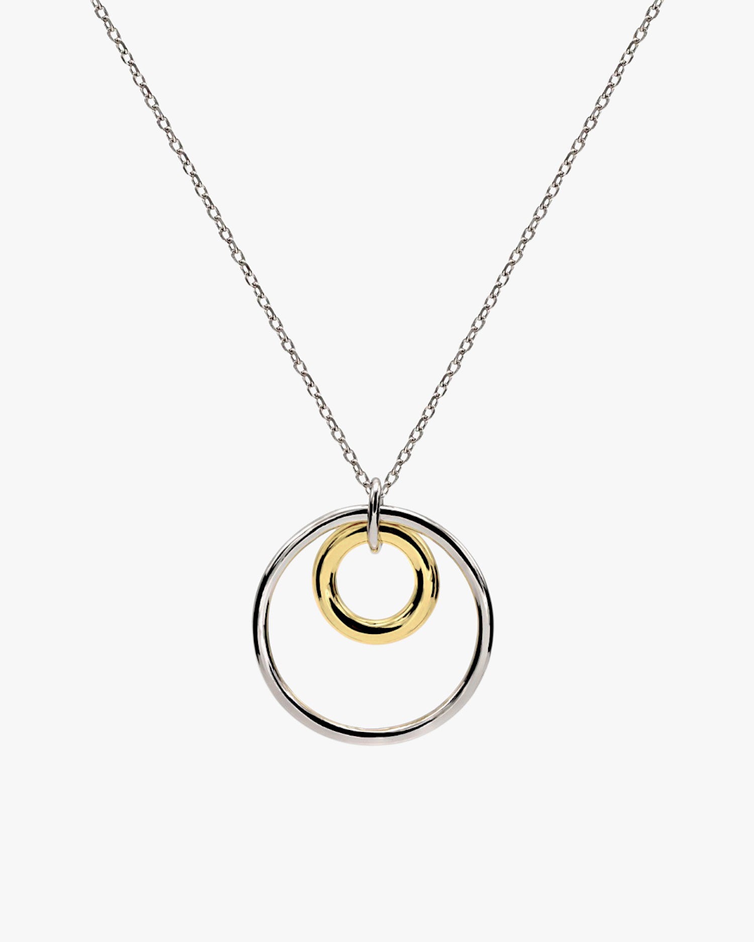 Colliers avec pendentifs à double anneau bicolores