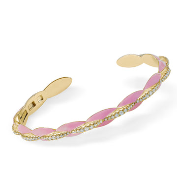 Silver bracelet with bubble design in pink enamel