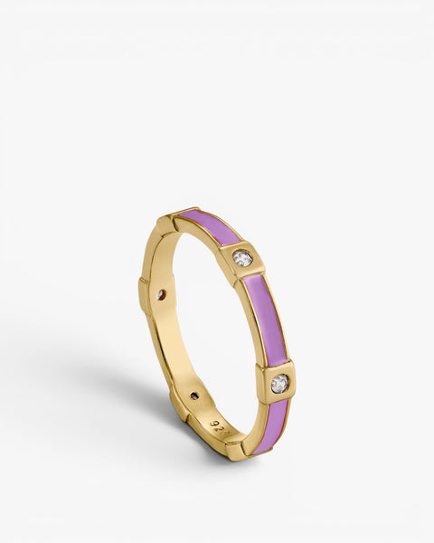 Bagues en émail fin sur argent, motif lilas étagé