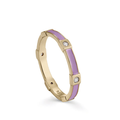 Anillos finos esmalte en plata diseño escalonado lila