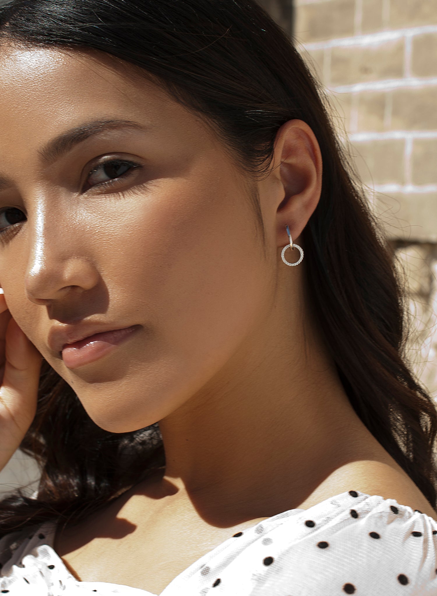 Pendientes con colgantes plata doble aro circonita