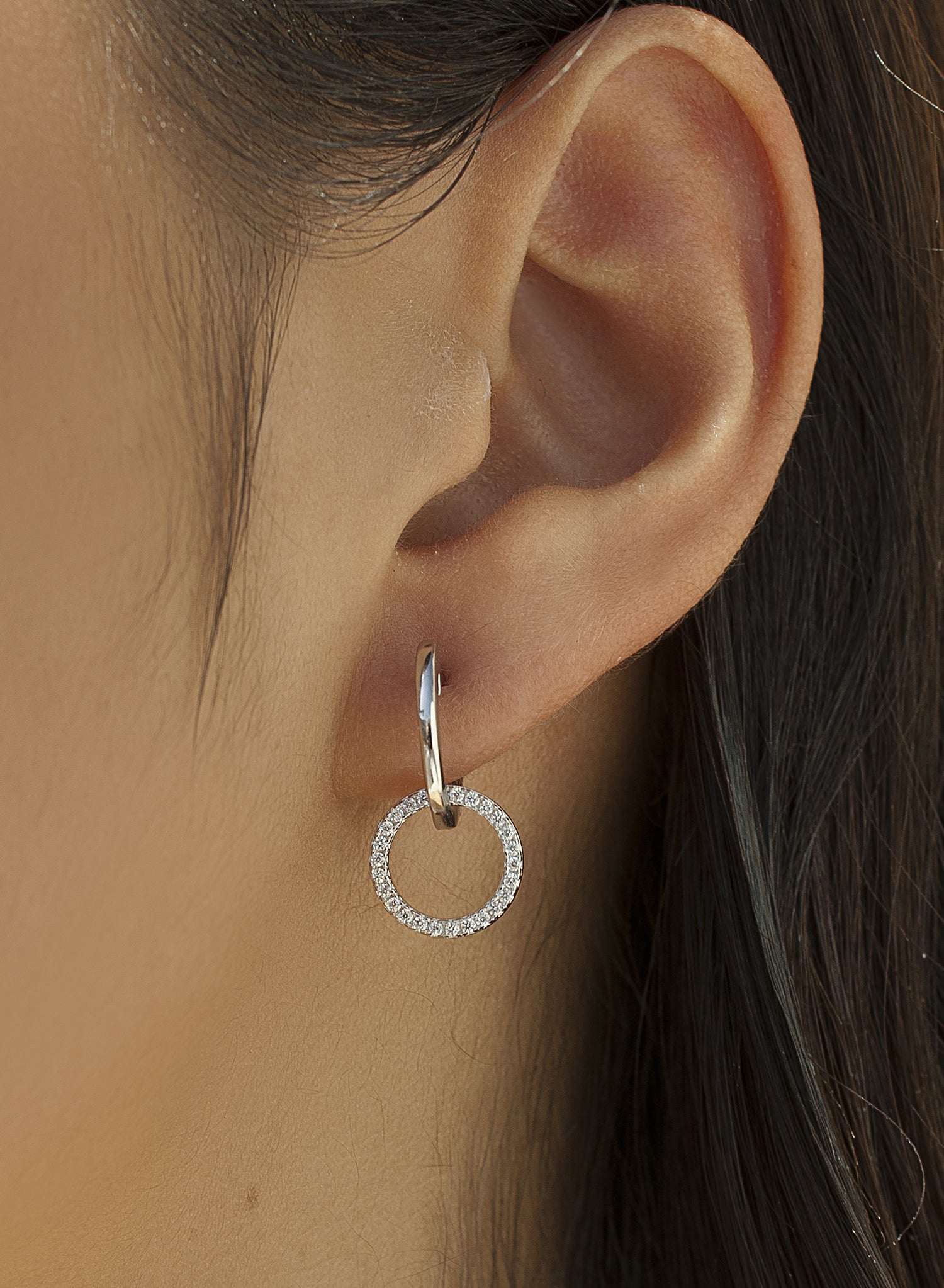 Boucles d'oreilles avec pendentifs  argent double zirconcréole
