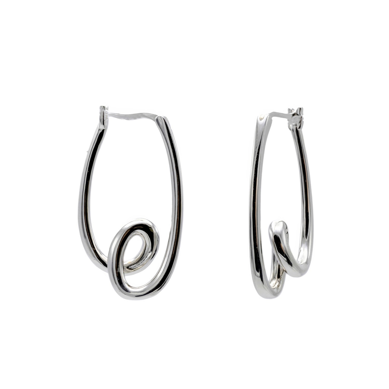 Original silver earrings with a spiral design