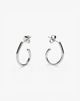 Pendientes aros pequeños diseño semiabierto redondo y plata lisa