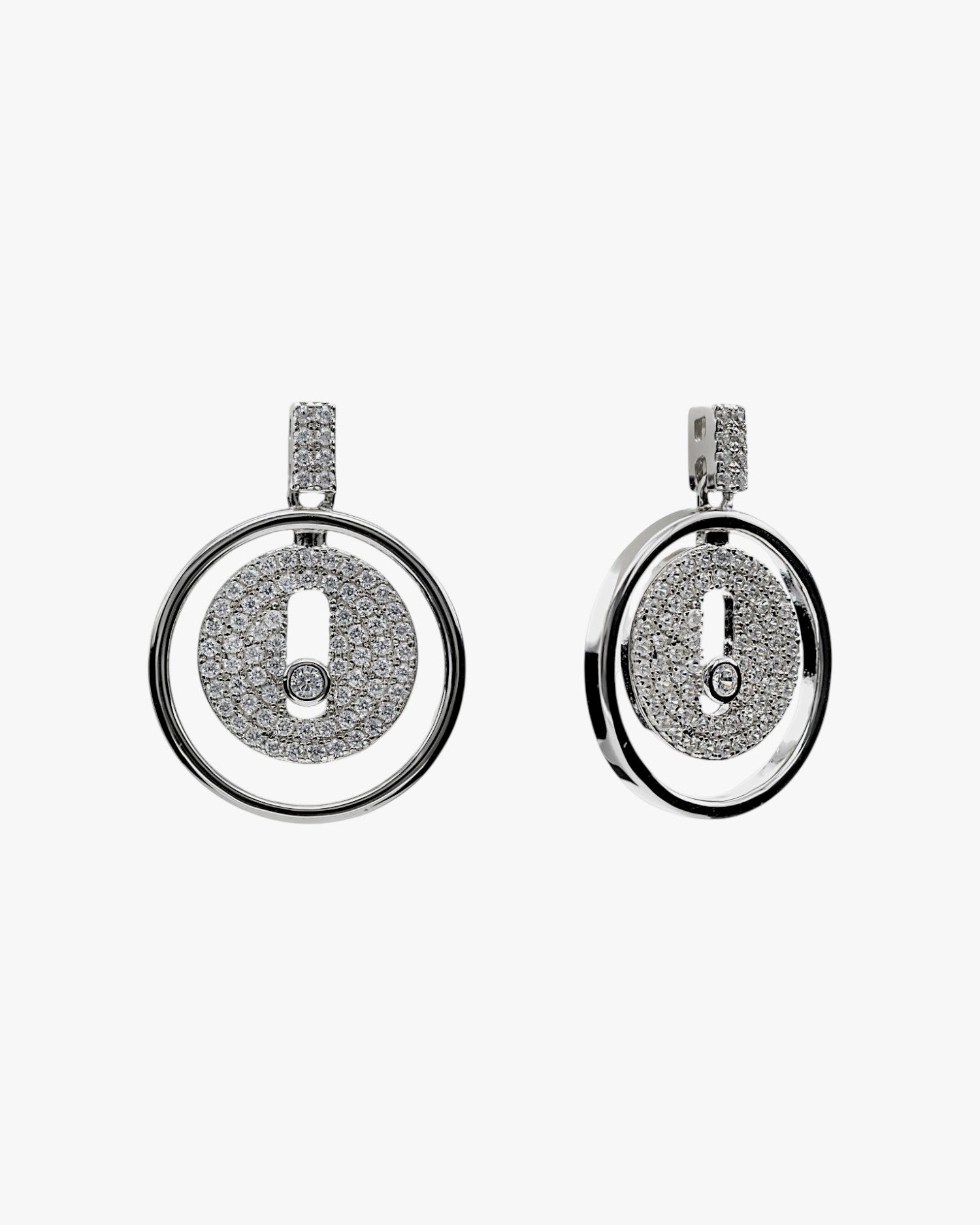 Pendientes con colgantes diseño doble botón con circonita