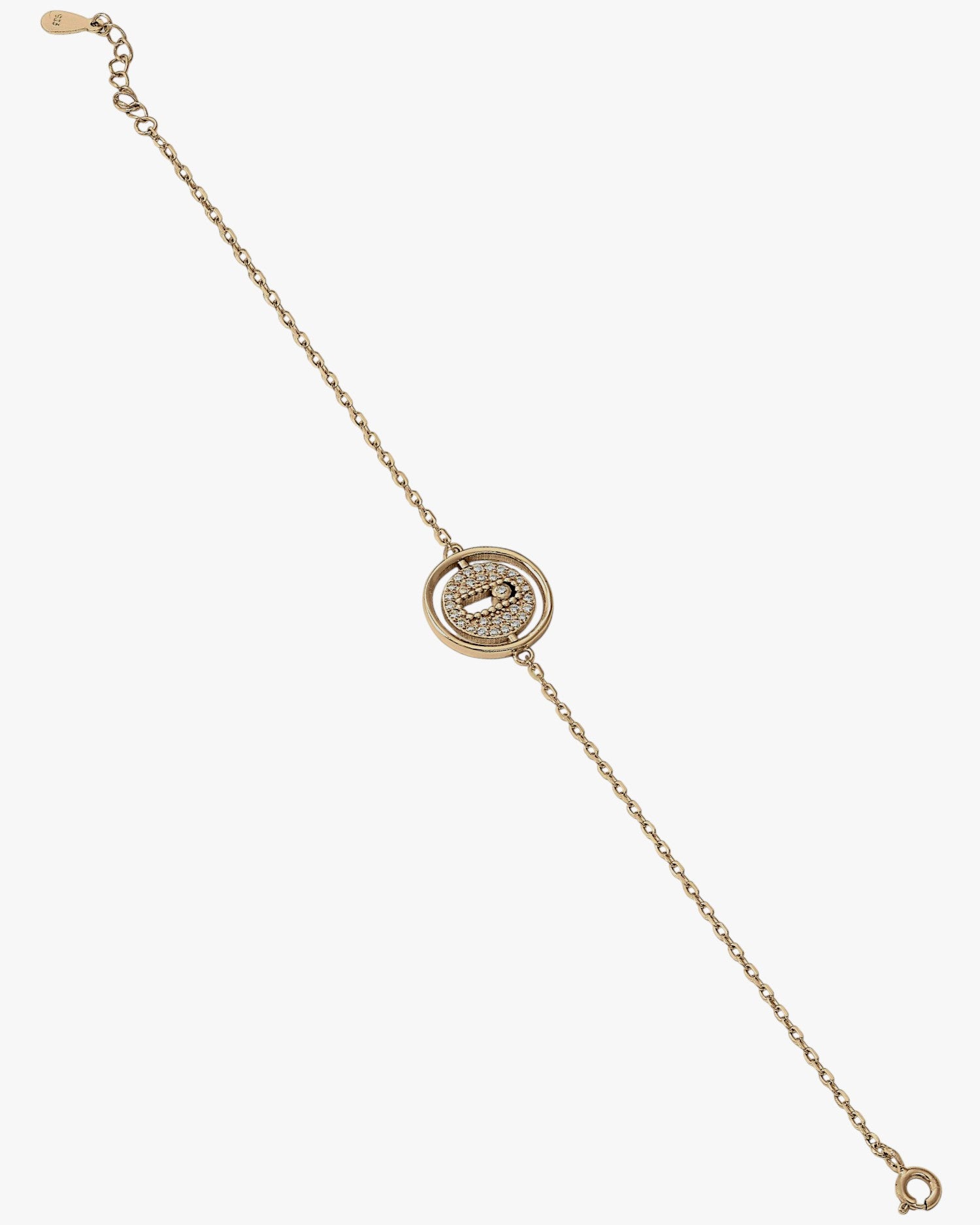 Pulsera brillante con diseño doble botón con circonita