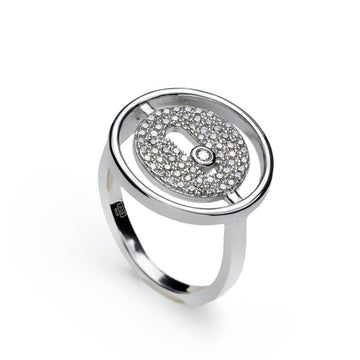 Anillos circonitas diseño de doble botón y plata lisa