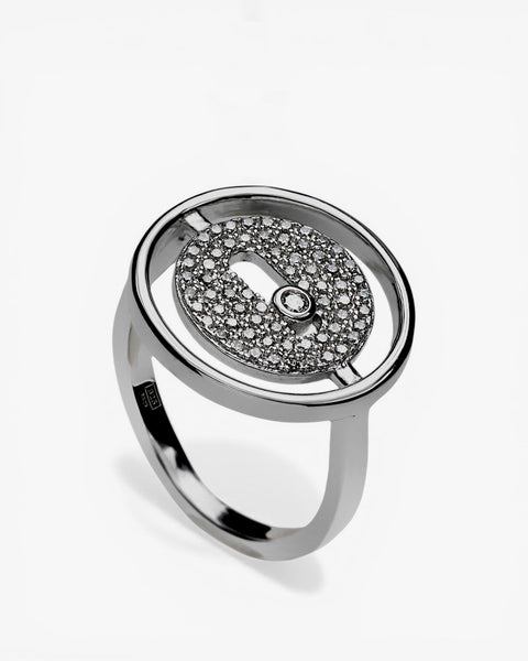 Anillos circonitas diseño de doble botón y plata lisa