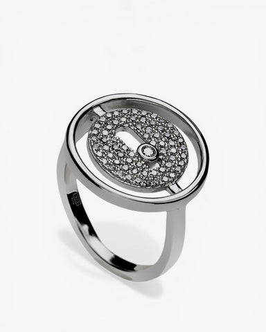 Anillos circonitas diseño de doble botón y plata lisa