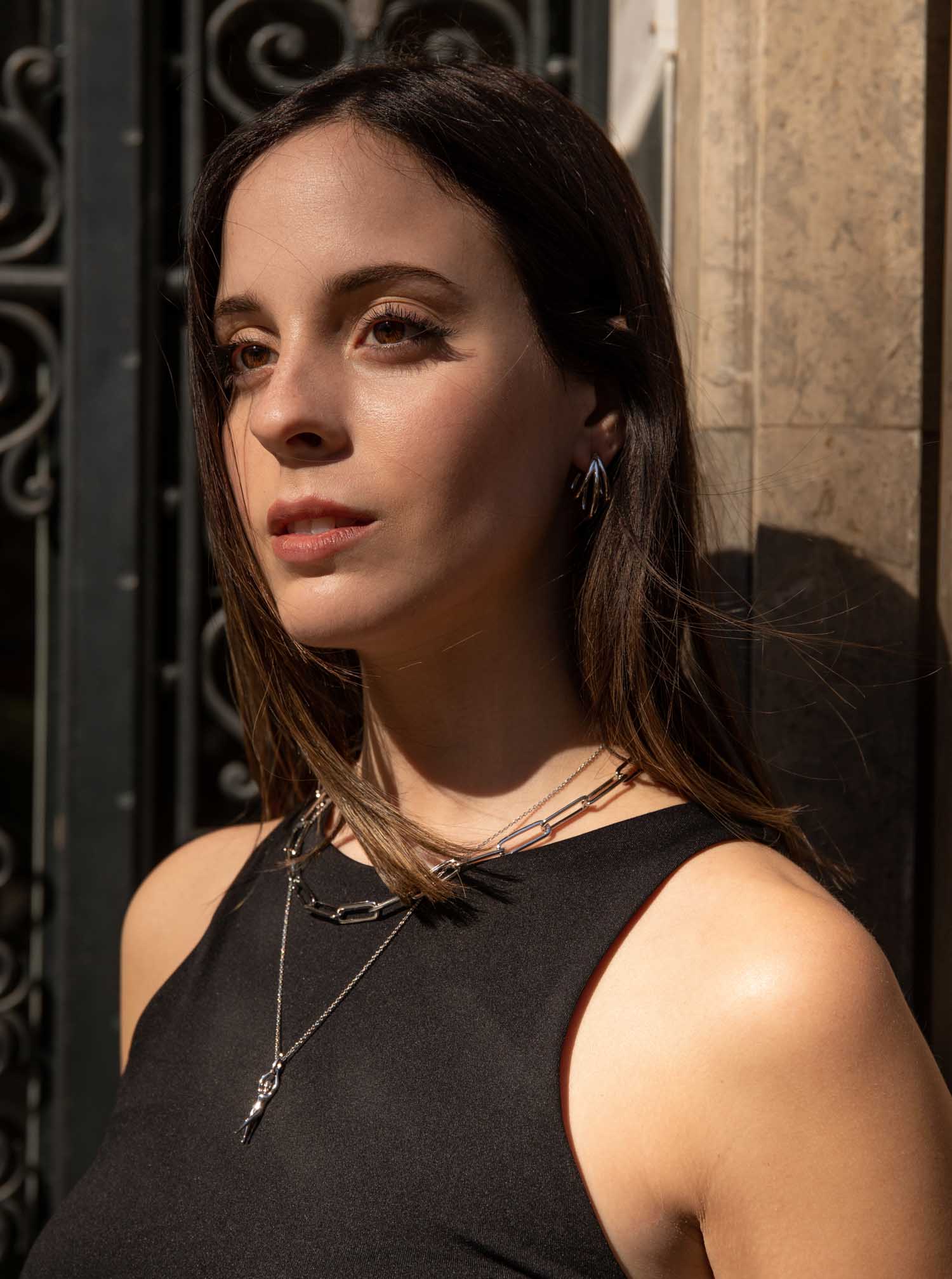 Pendientes aros de plata originales diseño triple argolla semiabierta