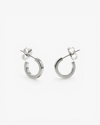 Pendientes aro pequeños de plata diseño cuadrado