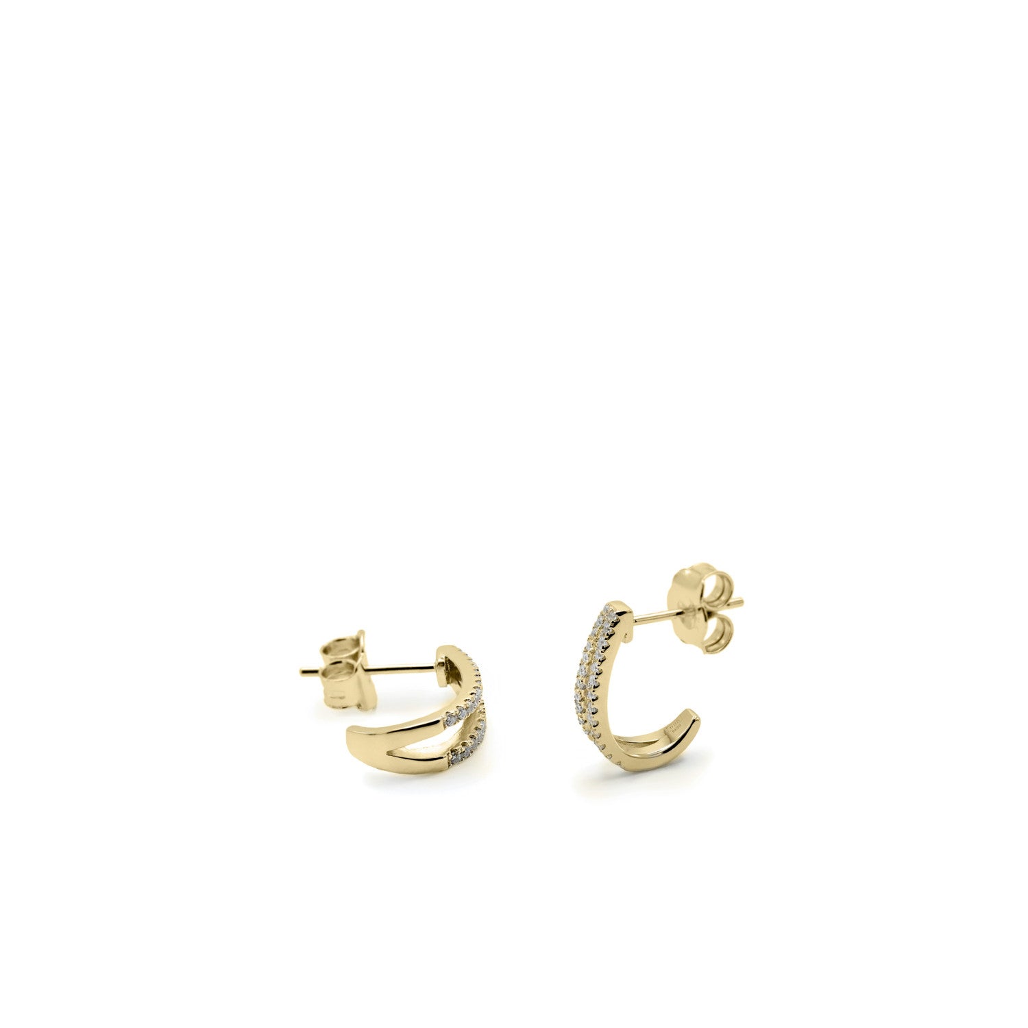 Pendientes aros pequeños diseño raíl de circonitas doble