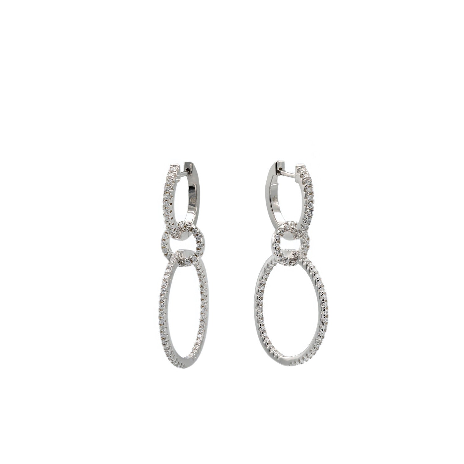 Boucles d'oreilles créoles avec pendentifs design de  créole  triplesavec zircons