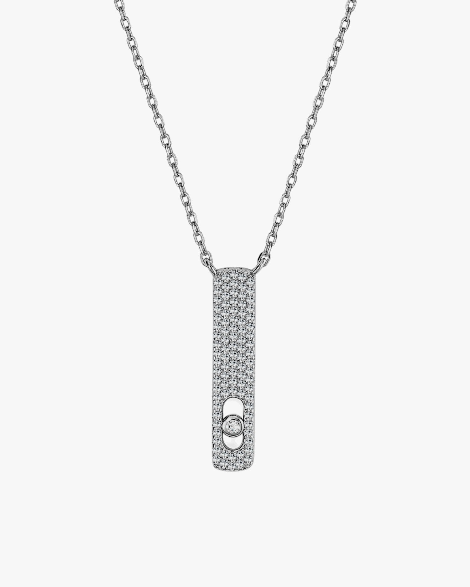 Colgante brillante motivo vertical con engaste de circonitas