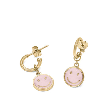Pendientes aros con colgantes diseño medalla smile en esmalte