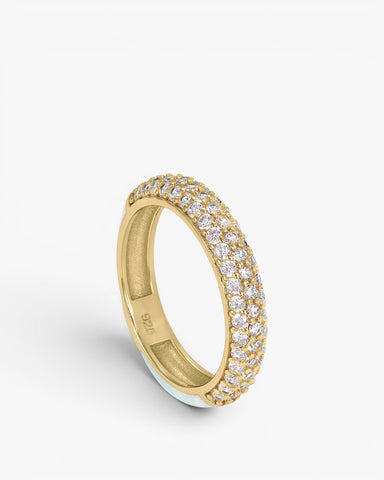 Anillo esmalte blanco con engaste de circonitas