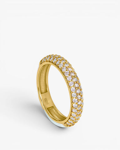 Anillo esmalte blanco con engaste de circonitas