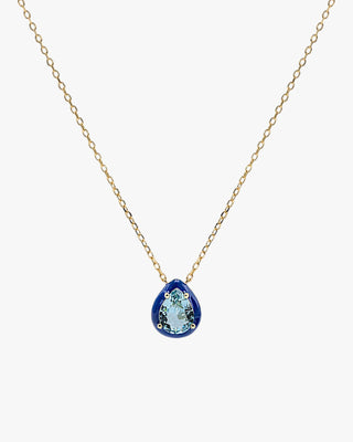 Collares con piedras diseño de gota con esmalte azul