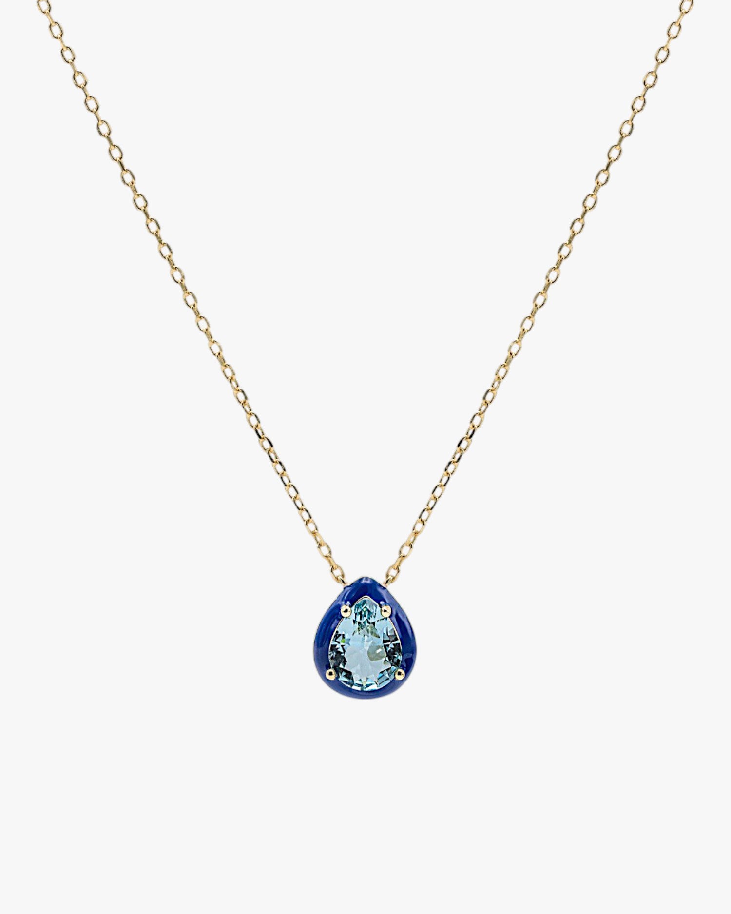 Collares con piedras diseño de gota con esmalte azul