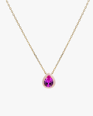Collares con piedras diseño de gota con esmalte rosa