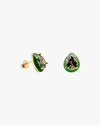Petites boucles d'oreilles en forme de goutte ornées d'émail vert