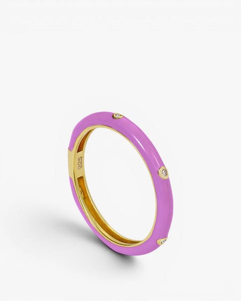 Bague triple en émail et zircon cubique violet