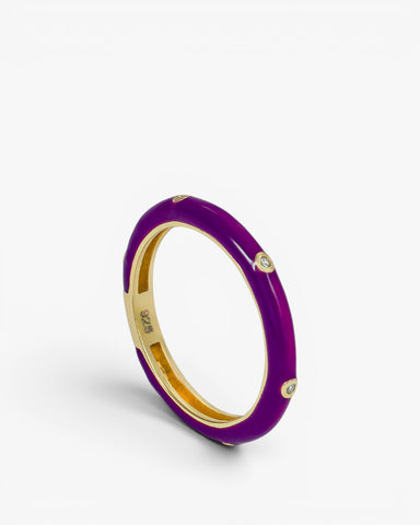 Anillo esmalte triple circonita en tono morado