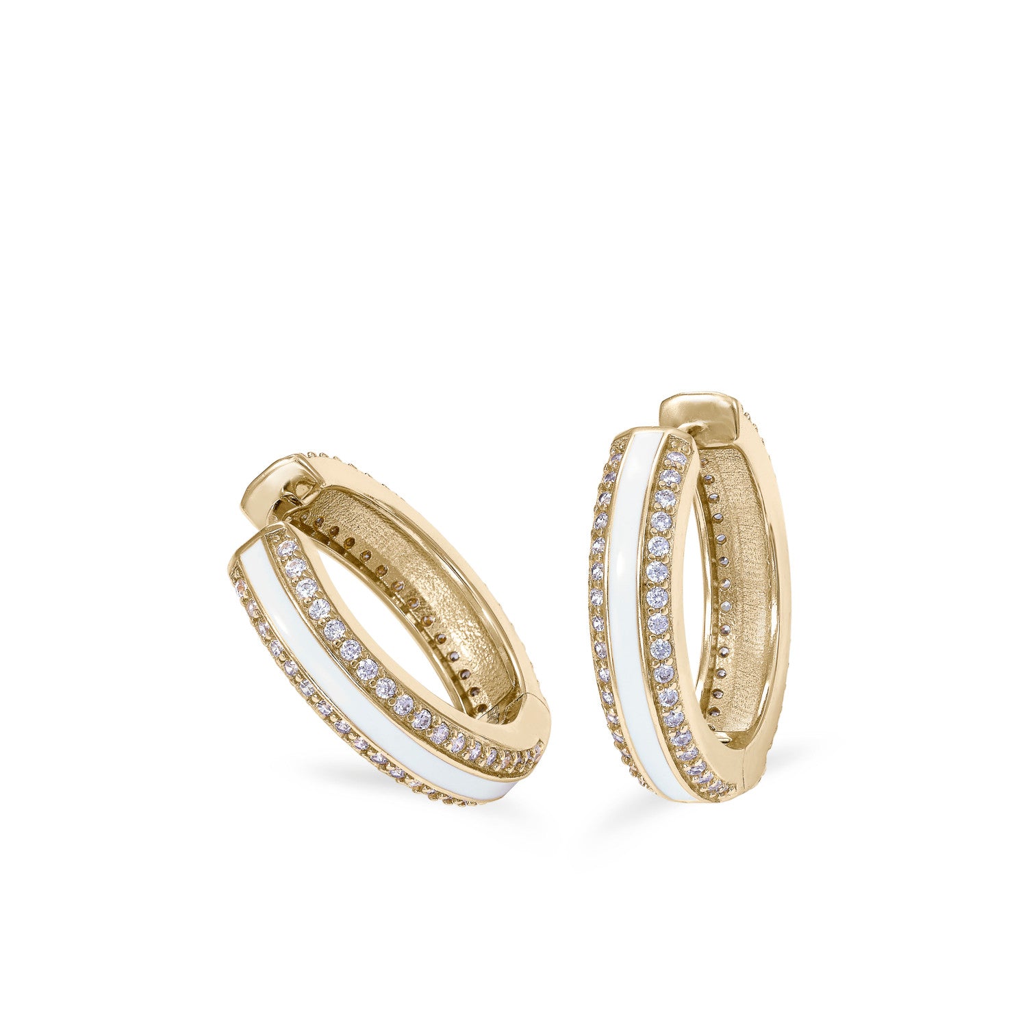 Pendientes esmalte plata diseño aro blanco