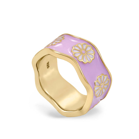 Anillos esmalte en plata diseño hippie violeta