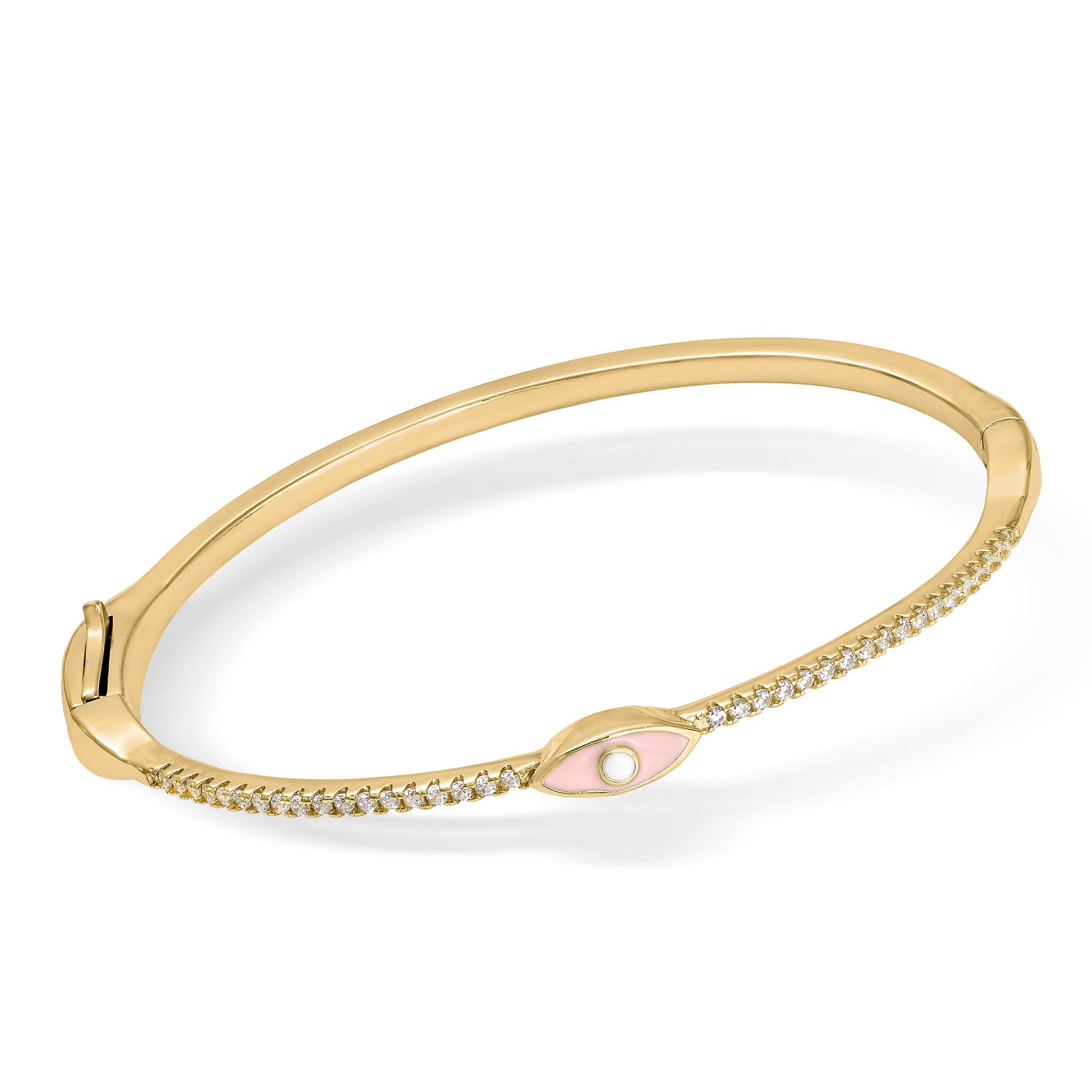 Pulsera esclava en plata diseño ojo rosa claro