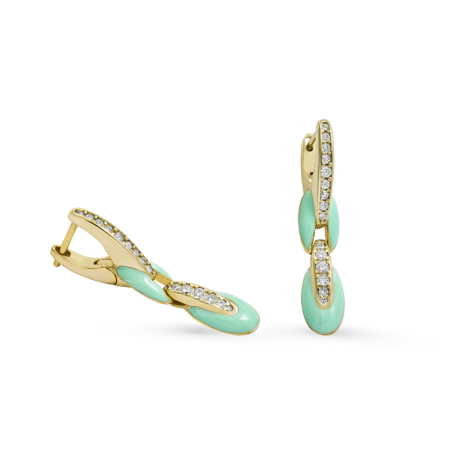 Pendientes originales diseño de esmalte y circonitas