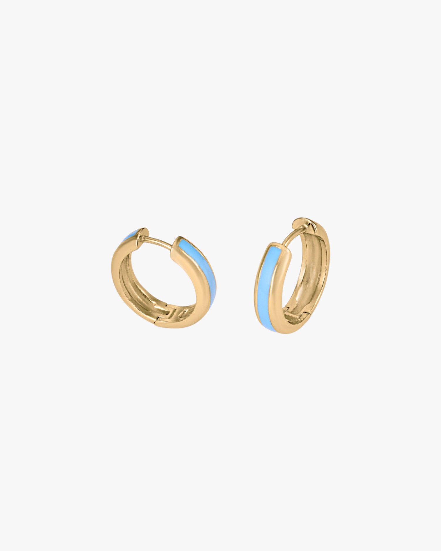 Pendientes aros pequeños diseño esmalte azul bañados en oro