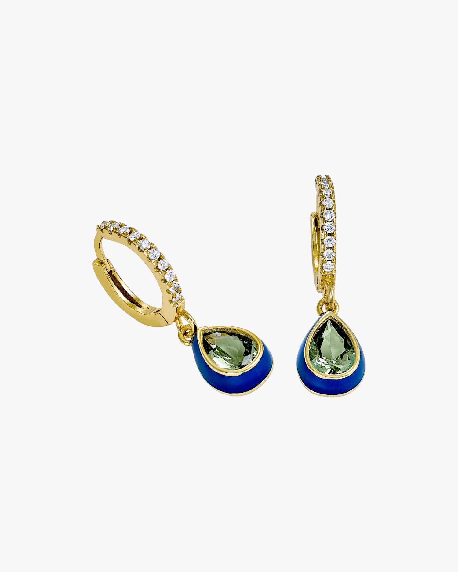 Pendientes con colgantes diseño gota con esmalte azul