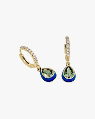 Pendientes con colgantes diseño gota con esmalte azul