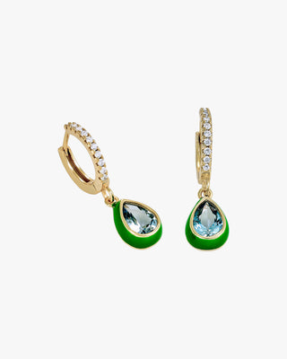 Pendientes con colgantes diseño gota con esmalte verde