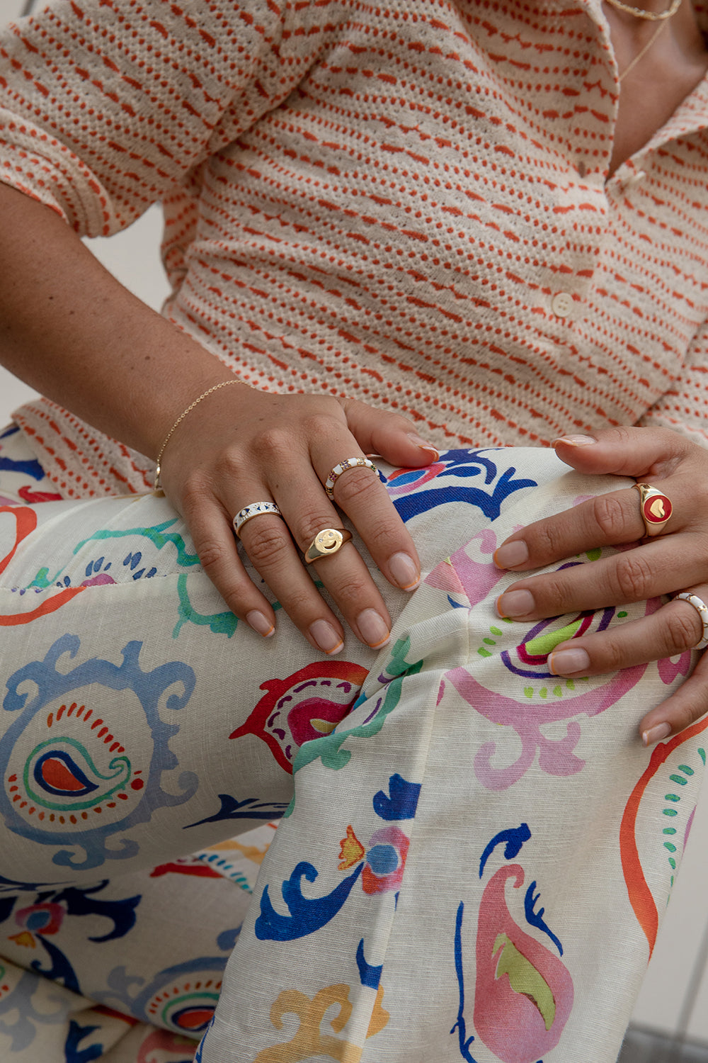 Anillos esmalte en plata diseño ojos blanco