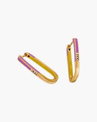Pendientes originales diseño rectangular con esmalte lila