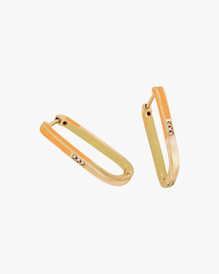 Boucles d'oreilles rectangulaires originales en émail orange