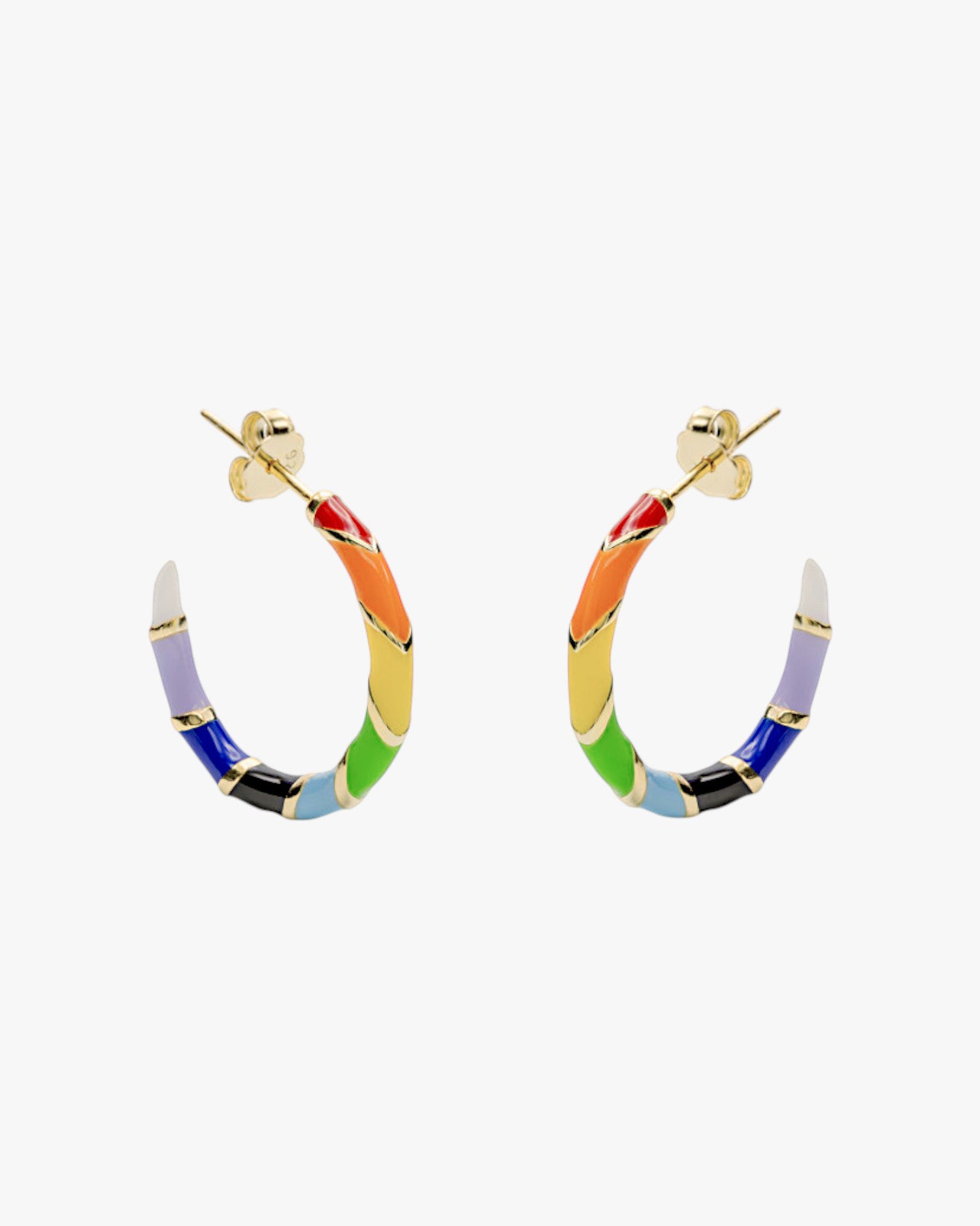 Pendientes aro diseño de esmalte multicolor y baño de oro