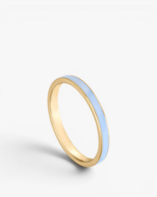 Fine silver rings with sky blue enamel design