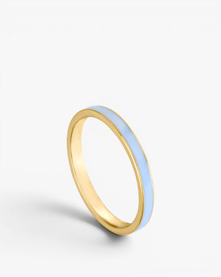 Fine silver rings with sky blue enamel design