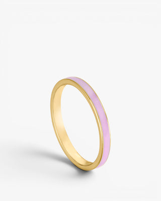 Fine silver rings with a pale pink enamel design