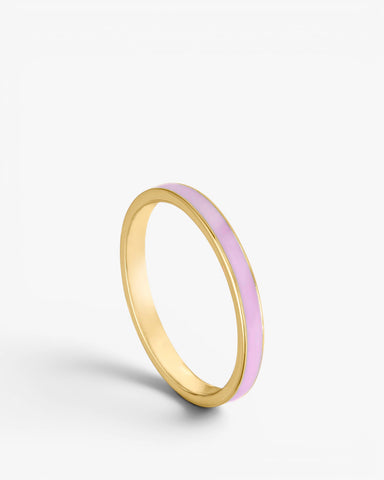 Anillos finos de plata diseño esmalte rosa palo