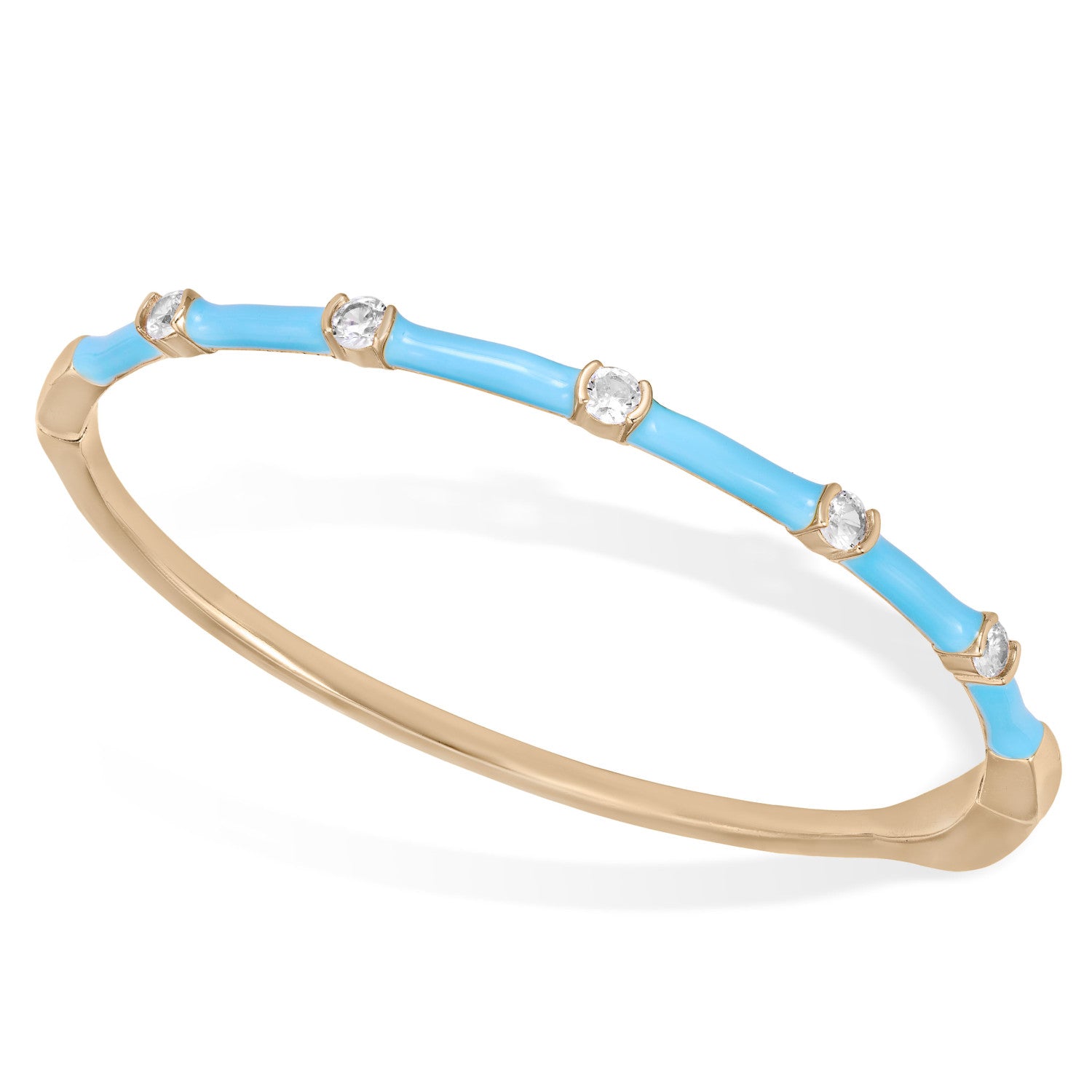 Pulsera esclava de plata con detalle intercalado de esmalte azul y circonita