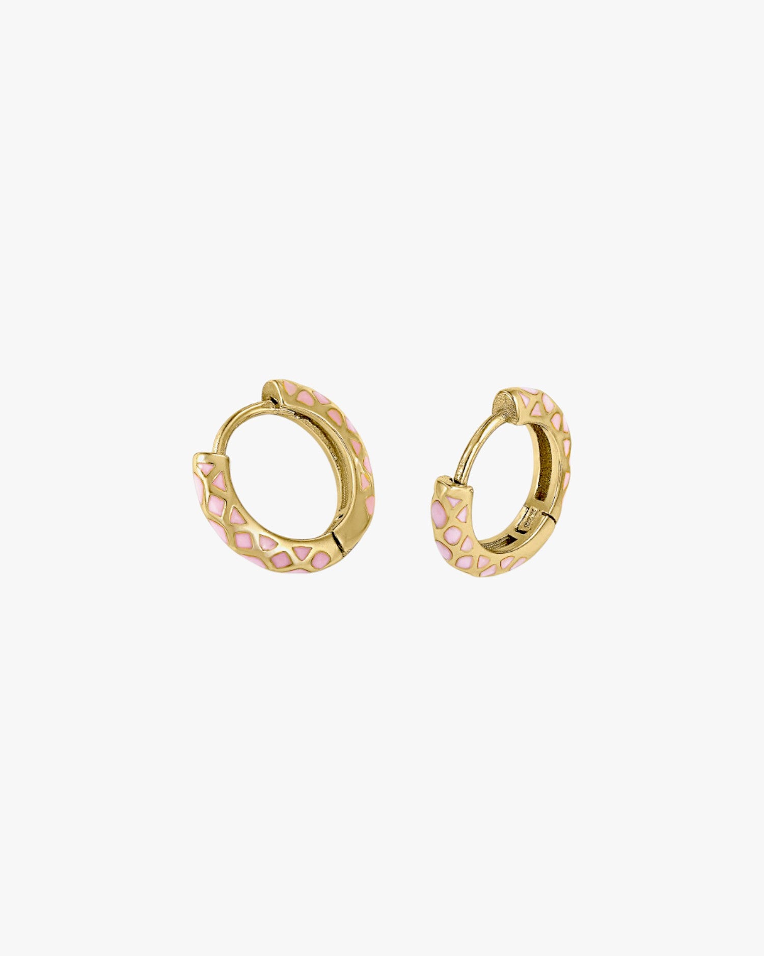 Pendientes aros pequeños estampado geométrico tono rosa