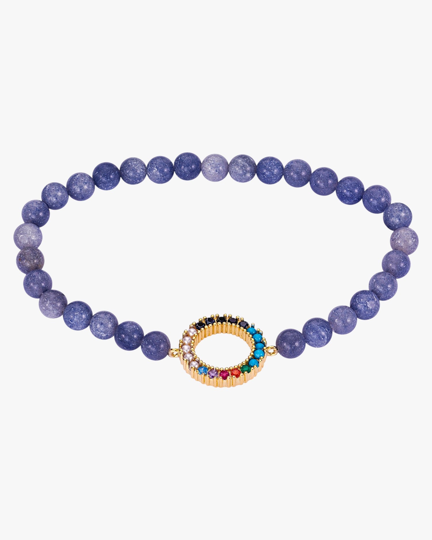Beaded bracelet with a central circular gold motif