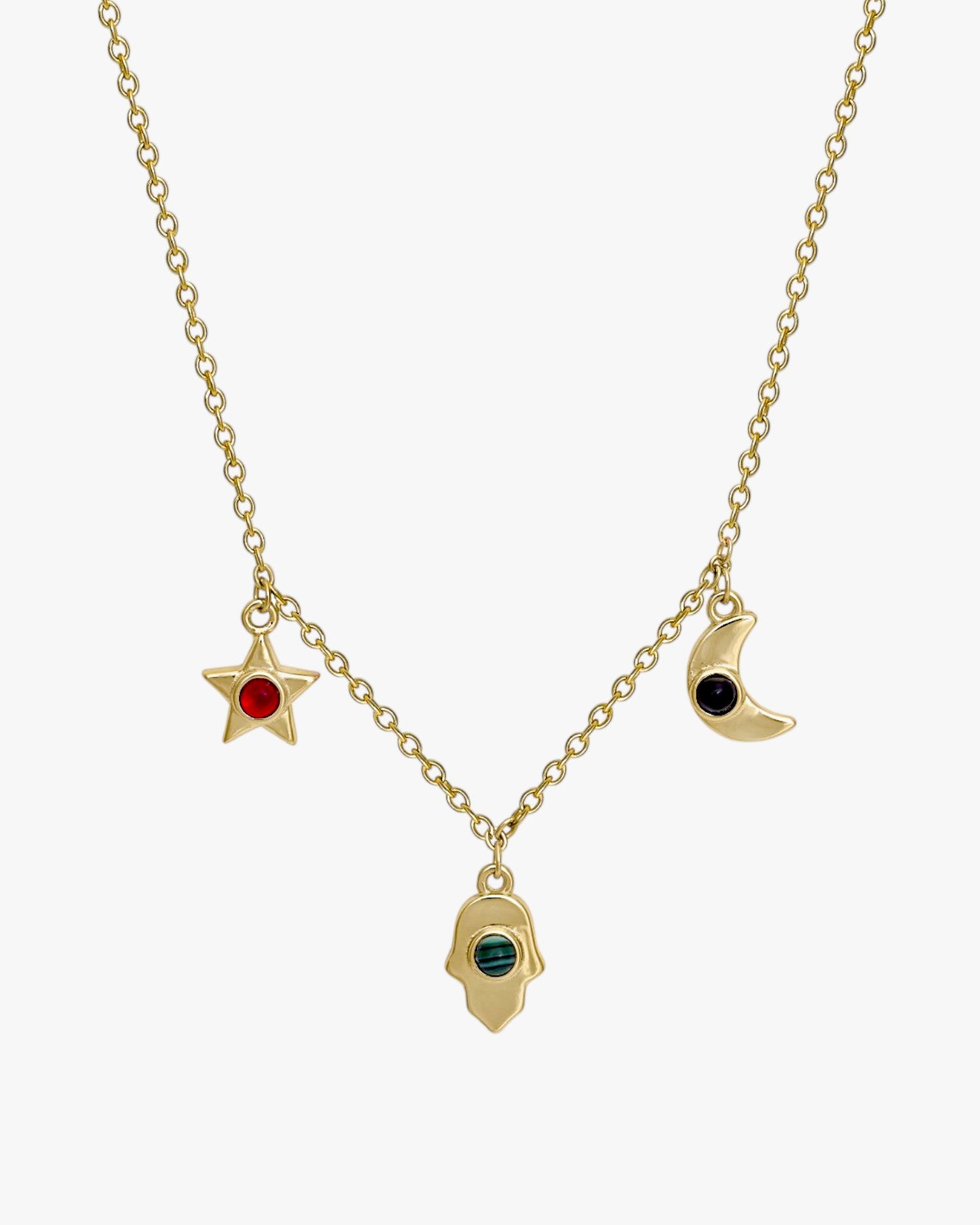 Colliers avec pendentifs à triple motif en argent plaqué or