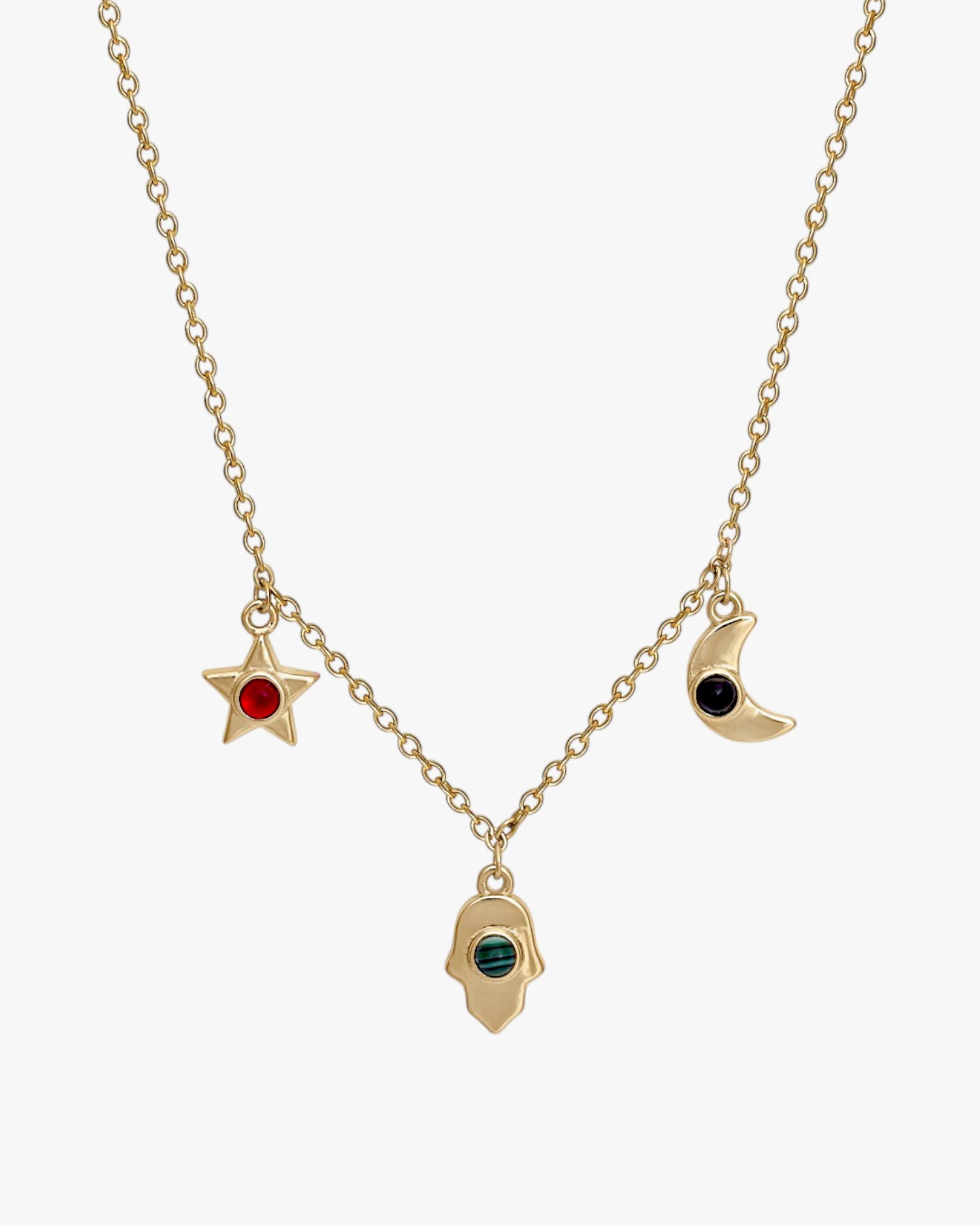Collares con colgantes de plata dorado triple motivo